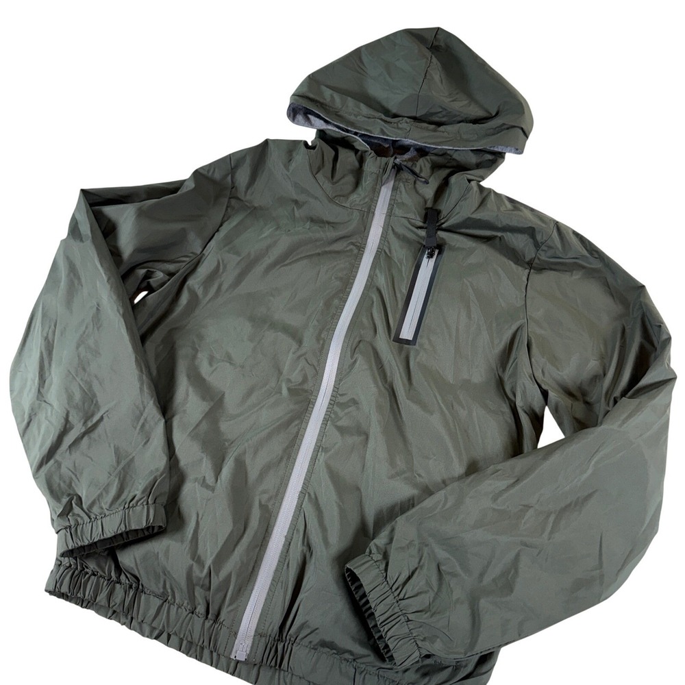 Ring & Fire Kids Olive Green Wind Jacket Hooded Size Large 14 New Utility